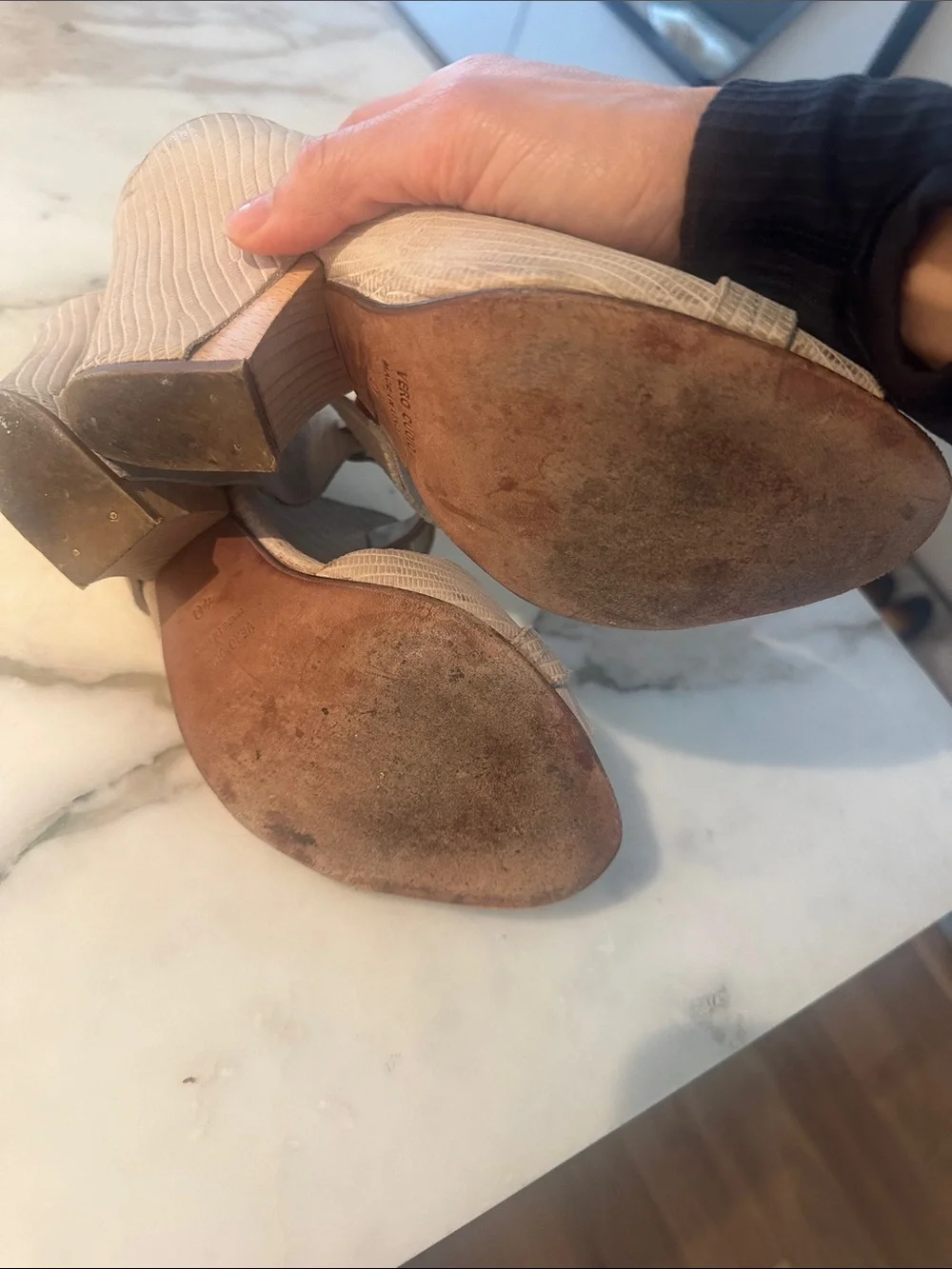 Zero + Maria Cornejo Cream Textured Wedge Sandals with Ankle Strap